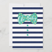 Oh Baby Boy Green & Navy Bow Stropdas Shower Invit Kaart (Achterkant)