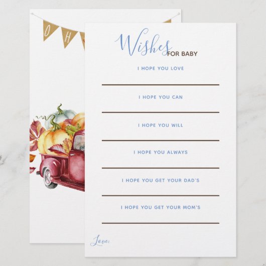 Oh Baby Boy Little Pumpkin wenst Baby kaarten (Voorkant / Achterkant)