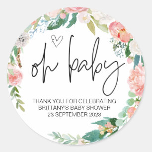 Oh Baby Boy Meisje Schattige Baby shower Party Fav Ronde Sticker