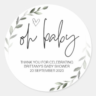 Oh Baby Boy Meisje Schattige Baby shower Party Fav Ronde Sticker