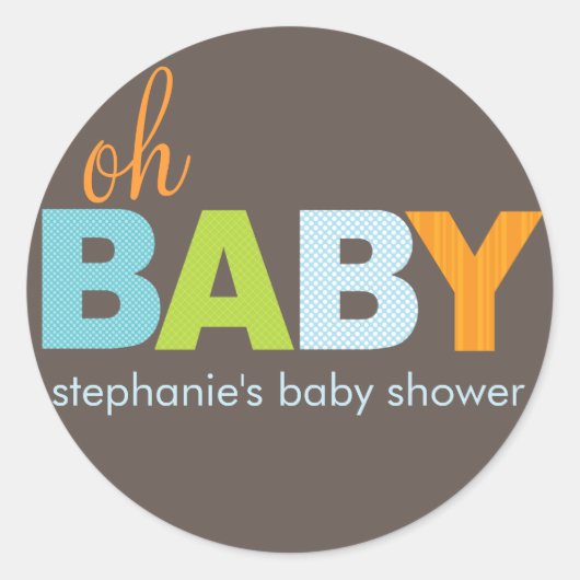 Oh Baby Boy Modern Baby shower Sticker (Voorkant)