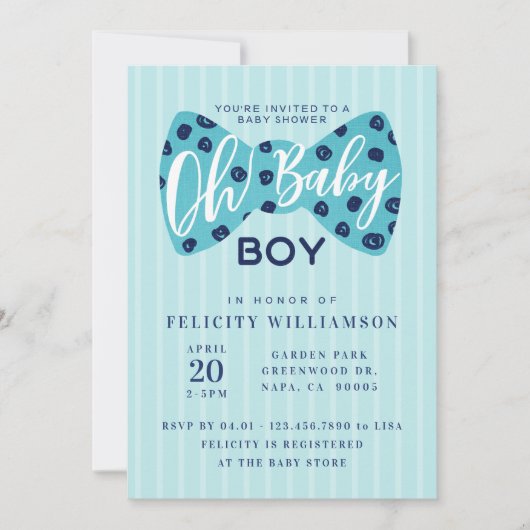 Oh Baby Boy Navy & Blauwgroen Bow Stropdas Shower  Kaart (Voorkant)