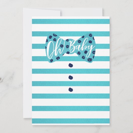Oh Baby Boy Navy & Blauwgroen Bow Stropdas Shower  Kaart (Achterkant)