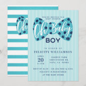 Oh Baby Boy Navy & Blauwgroen Bow Stropdas Shower  Kaart (Voorkant / Achterkant)
