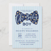 Oh Baby Boy Navy Bow Stropdas Baby shower Uitnodig Kaart (Voorkant)