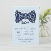 Oh Baby Boy Navy Bow Stropdas Baby shower Uitnodig Kaart (Staand voorkant)