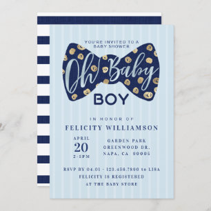 Oh Baby Boy Navy Bow Stropdas Baby shower Uitnodig Kaart