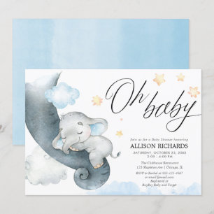 Oh baby boy olifant blauw geel baby shower kaart