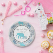 Oh Baby Boy Patterned Elephants Chevron Modern Papieren Bordje (Feest)