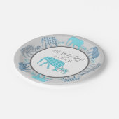Oh Baby Boy Patterned Elephants Chevron Modern Papieren Bordje (Gekanteld)