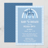 Oh Baby Boy Rainbow Heart Blue Baby shower Kaart (Voorkant / Achterkant)