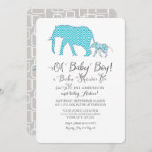 Oh Baby BOY Shower Elephant Typography Modern Kaart (Voorkant / Achterkant)