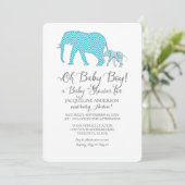Oh Baby BOY Shower Elephant Typography Modern Kaart (Staand voorkant)