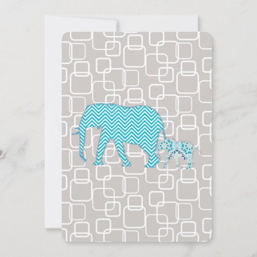 Oh Baby BOY Shower Elephant Typography Modern Kaart (Achterkant)