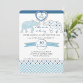 Oh Baby BOY Shower Heart Elephants Little Man Kaart (Staand voorkant)