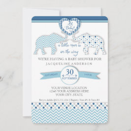 Oh Baby BOY Shower Heart Elephants Little Man Kaart