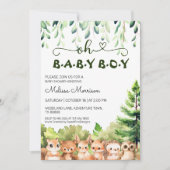Oh Baby Boy Woodland Shower Kaart (Voorkant)