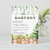 Oh Baby Boy Woodland Shower Kaart (Staand voorkant)