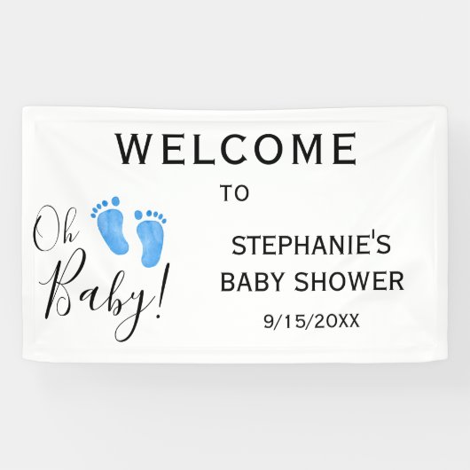 Oh Baby Boy's Baby shower Welkom Spandoek (Horizontaal)