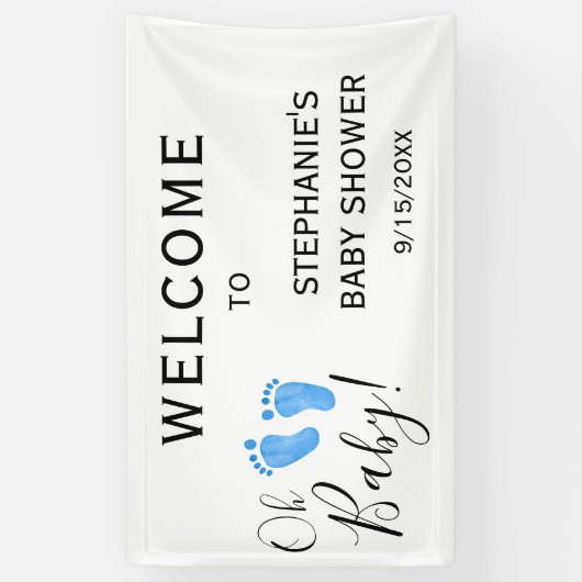 Oh Baby Boy's Baby shower Welkom Spandoek (Verticaal)