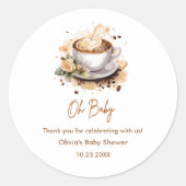 Oh Baby Brown Coffee Baby shower Dank je wel Ronde Sticker (Voorkant)