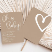 Oh Baby Brown Minimalistisch Baby shower Kaart