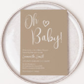 Oh Baby Brown Minimalistisch Baby shower Kaart