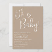 Oh Baby Brown Minimalistisch Baby shower Kaart (Voorkant)