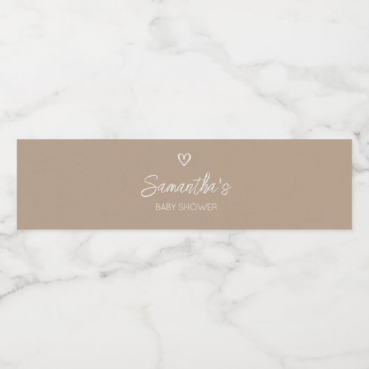 Oh Baby Brown Minimalistisch Baby shower Waterfles Etiket (Enkel label)