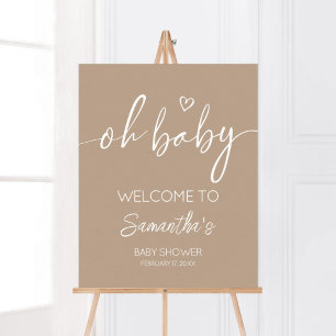 Oh Baby Brown minimalistisch welkom Poster