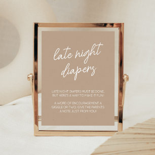Oh Baby Brown minimalistische late night luiers Poster