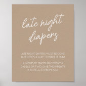 Oh Baby Brown minimalistische late night luiers Poster (Voorkant)