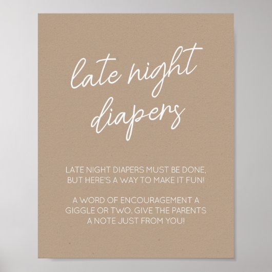Oh Baby Brown minimalistische late night luiers Poster (Voorkant)