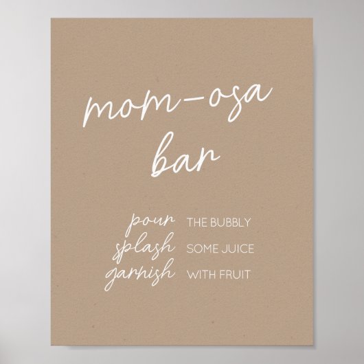 Oh Baby Brown Minimalistische Moeder Osa Bar Poster (Voorkant)