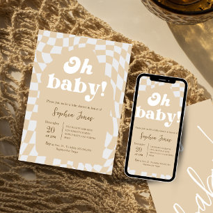 Oh Baby! Bruin geruit   Gingham   BABY SHOWER Kaart