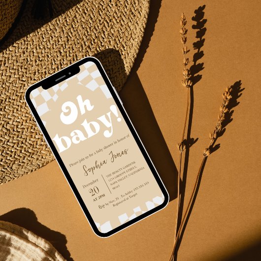 Oh Baby! Bruin geruit | Gingham | BABY SHOWER Kaart