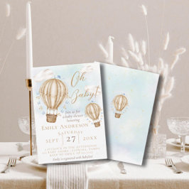 Oh Baby!Bruin Hete Luchtballonvlaggen Baby shower Kaart