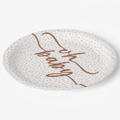 "Oh Baby" bruin script Baby shower Papieren Bordje (Gekanteld)
