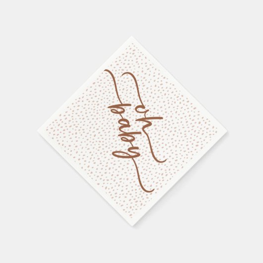 "Oh Baby" Bruin Script & Beige Stippen Baby shower Servet (Hoek)