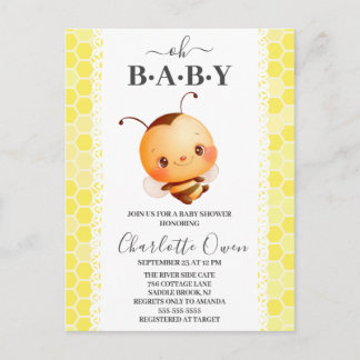 Oh Baby Bumblebee Baby shower Uitnodiging