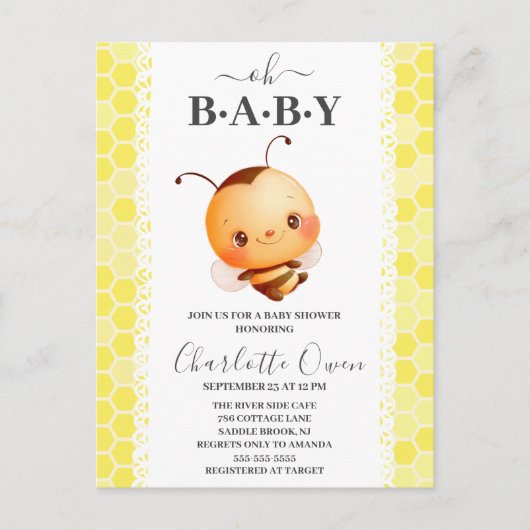 Oh Baby Bumblebee Baby shower Uitnodiging (Voorkant)