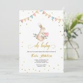 Oh Baby Bunny Baby shower Uitnodiging (Staand voorkant)