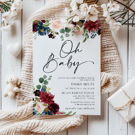 Oh Baby Burgundy Blush Baby shower Uitnodiging