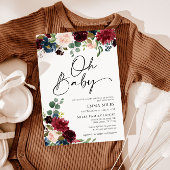 Oh Baby Burgundy Blush Baby shower Uitnodiging