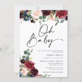 Oh Baby Burgundy Blush Baby shower Uitnodiging (Voorkant)