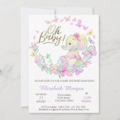Oh Baby Butterflies Elephant Baby shower Kaart (Voorkant)