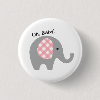 Oh, Baby! Button met grijze olifant en roze oorlog