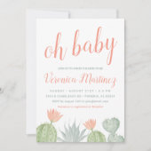Oh Baby Cactus Baby shower Invitation, woestijn Ba Kaart (Voorkant)