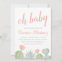 Oh Baby Cactus Baby shower Invitation, woestijn Ba
