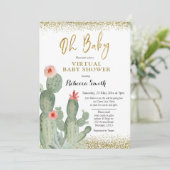 Oh Baby Cactus Virtual Baby shower Kaart (Staand voorkant)